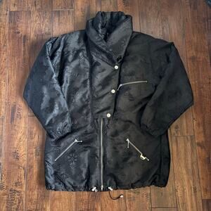 Vintage Nils Ski Jacket Womens 12 Black Regal All Over Print Made in USA Snow